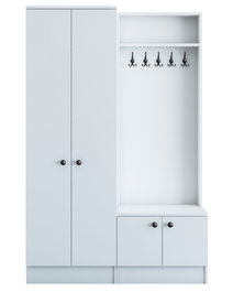 Hanah Home M11 - 1567 Recibidor estilo escandinavo con almacenamiento, cajón, estantes y perchero, Blanco, 119.6x182.8 cm